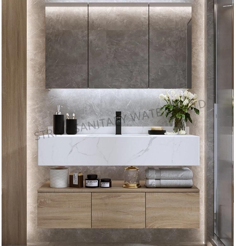 Low Price Real Good Price Simple Modern Melamine Board Bathroom Cabinet with LED Mirror