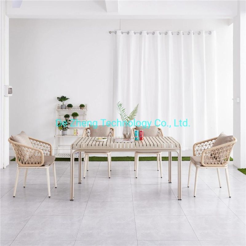 Indoor and Outdoor Modern Furniture Design Leisure Rope Arm Aluminum Cafe Furniture House Aluminum Rope Restaurant Furniture