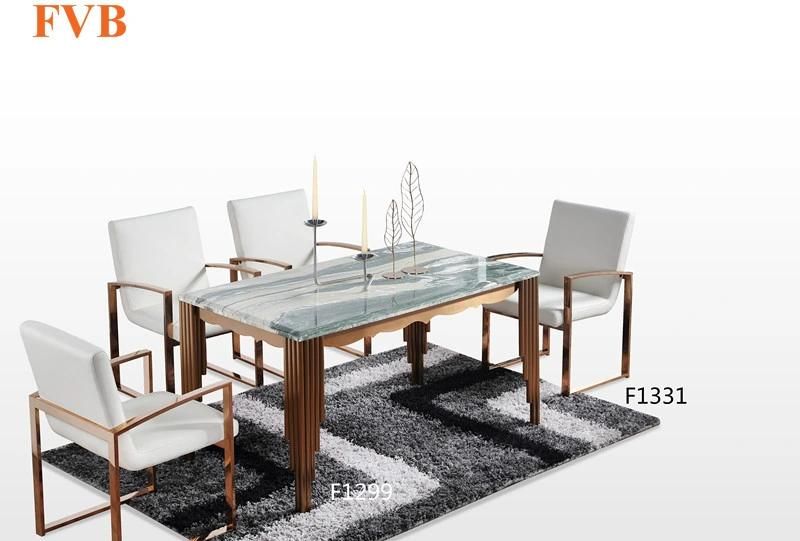 New Design 6 Seater Metal Legs Tempered Glass Top Dining Tables for Home Furniture