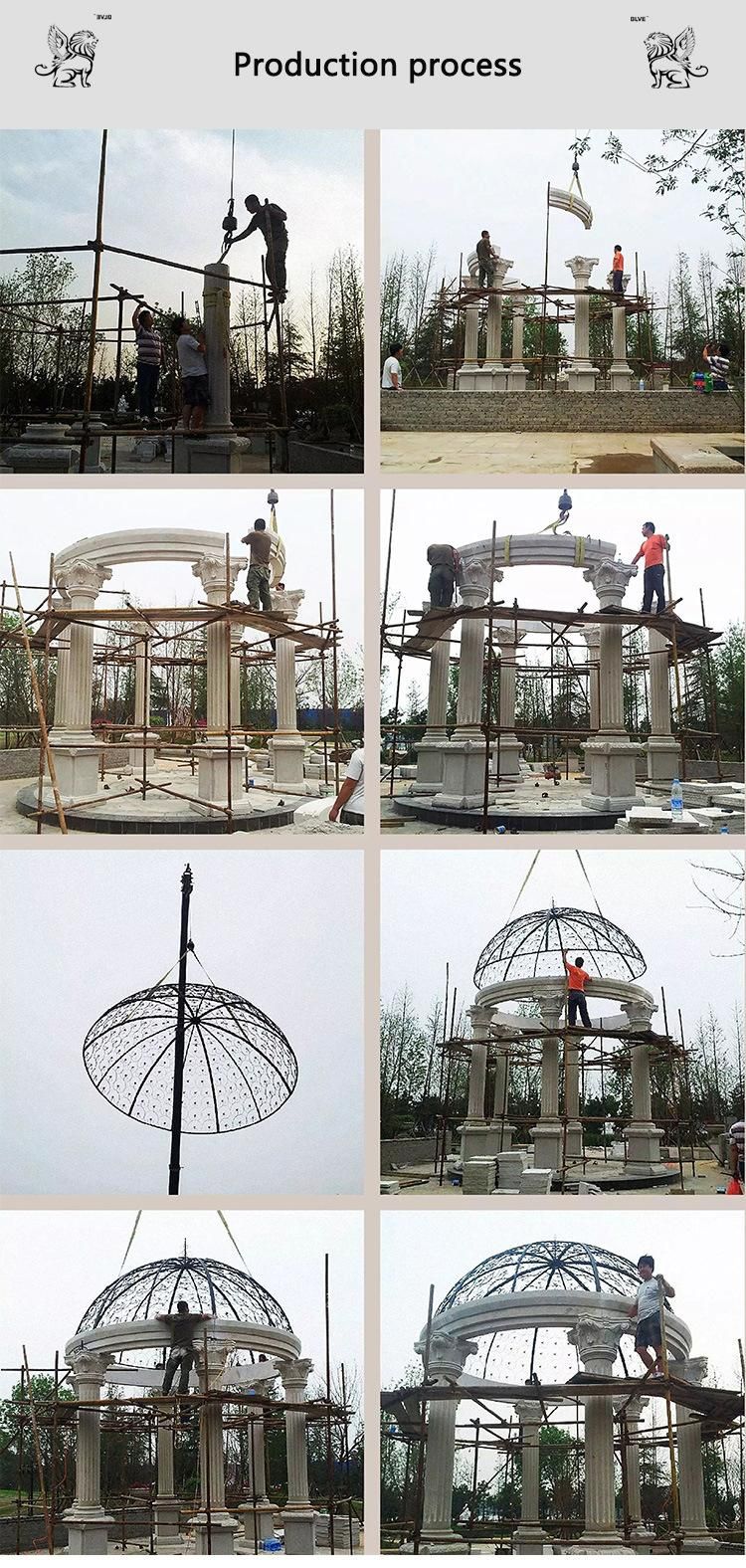 Blve Large Outdoor Stone Wedding Pavilion White Marble Garden Roman Pillar Modern Gazebo