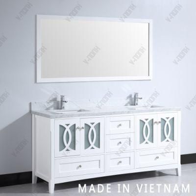 USA Style Double Sinks Freestanding Solid Wood Bath Cabinet Furniture