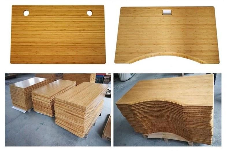 Laptop Computer Desk Solid Bamboo Curved Desktop Carbonized Office Furniture