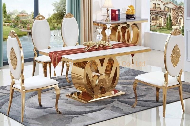 New Design Dining Table with Glass or Marble Top for Wedding Chair Furniture