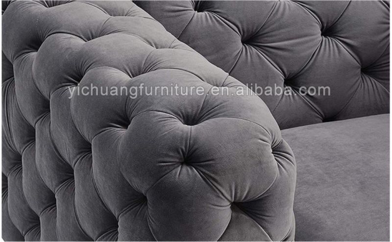 European Design Gray Velvet Fabric Couches Lounge Living Room Furniture Sofa for Home