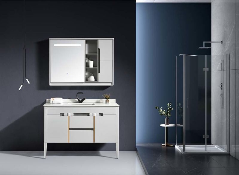 New Design Wall Mount Vanity Sets Bath Cabinet PVC Set Mirrored PVC Bathroom Vanities Mirrors and Cabinet for Bathroom