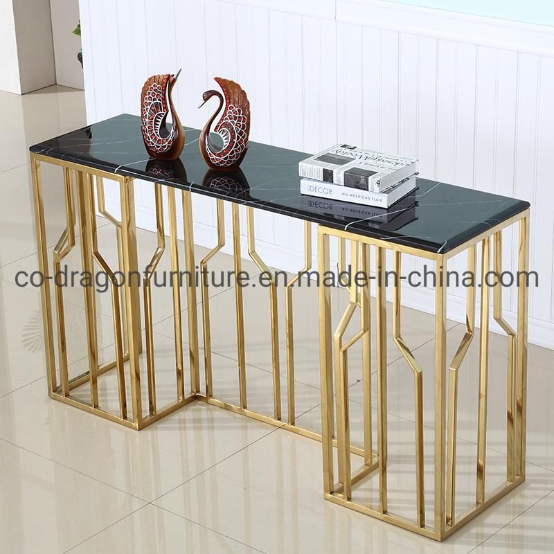 Modern Gold Stainless Steel Console Table Furniture with Marble Top