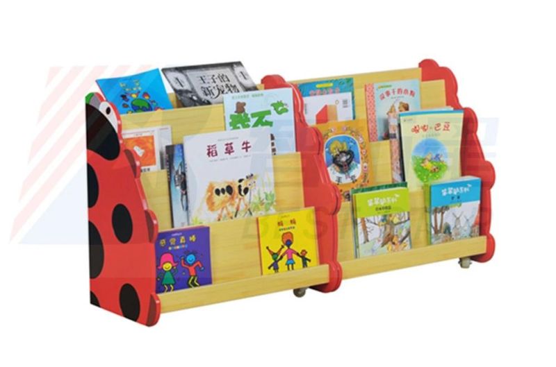 Movable Kids Cartoon Book Shelf, Children Book Case Shelf, Kindergarten Wood Book Rack Shelf, Preschool Book Storage Shelf, Library Book Shelf