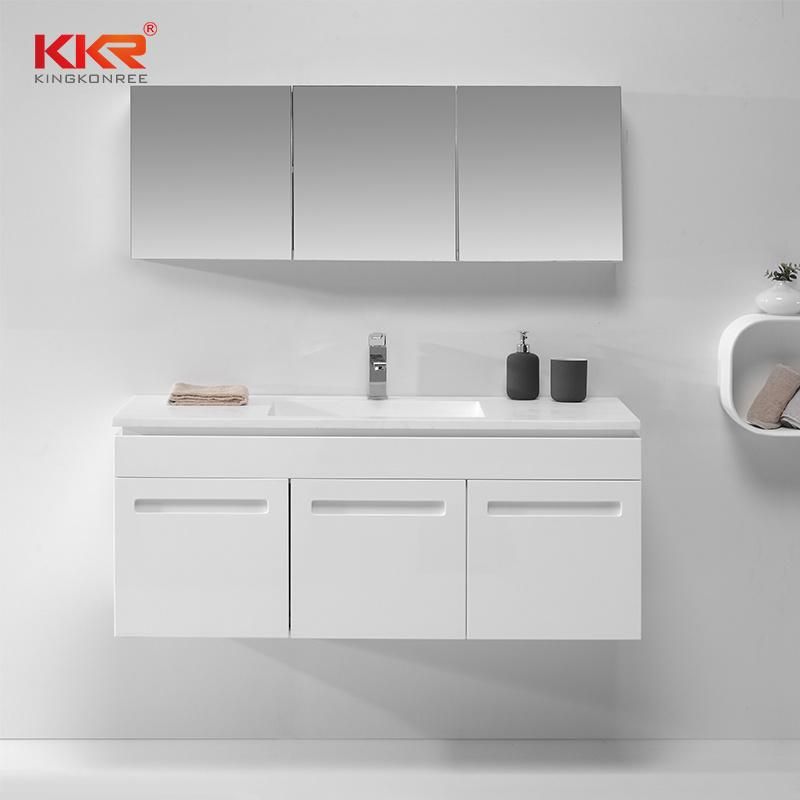 Italian Luxury White Vanity Bathroom Resin Stone Basin Cabinets