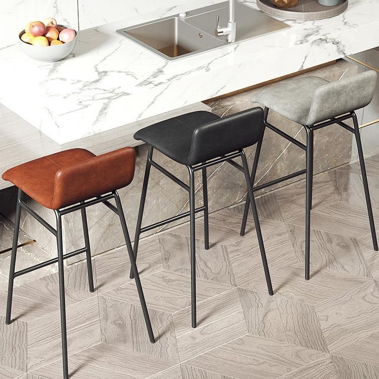 Modern Restaurant Furniture High Stool Metal Leather Dining Bar Chairs