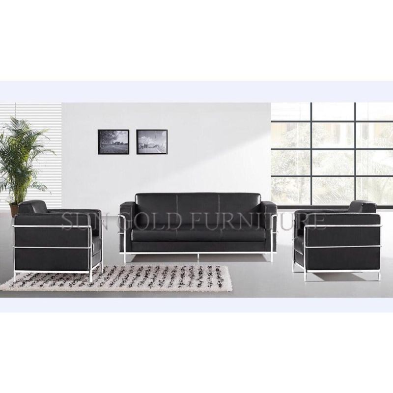 Modern Black Synthetic Leather Sectional Office Sofa Couch Singapore (SZ-SF01)