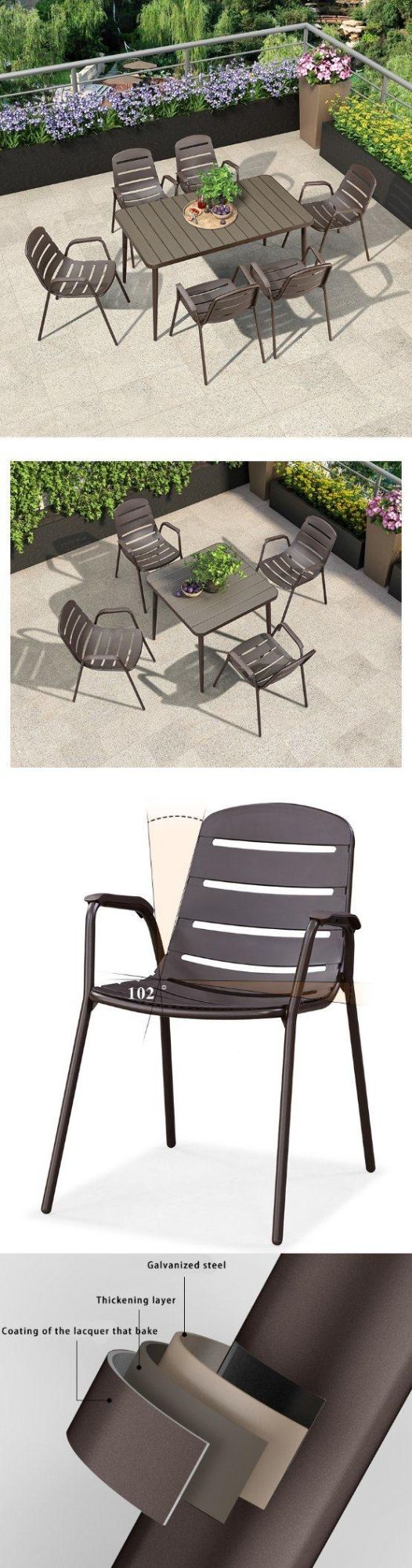 Modern Leisure Plastic Chair Iron Back Dining Table and Chair