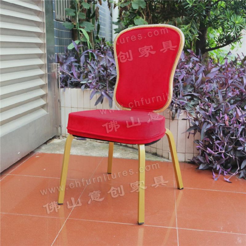 Modern Hotel Banquet Wedding Meeting Golden Aluminum Dining Rocking Auditorium Chairs