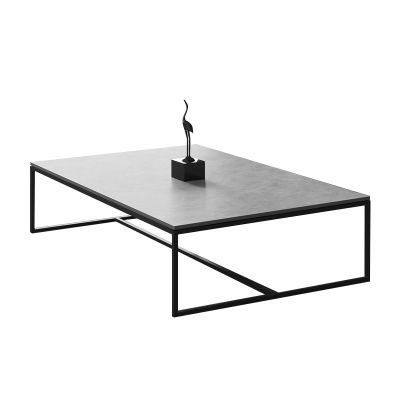 Modern Nordic Designer Black Rectangle Marble Coffee Table for Living Room