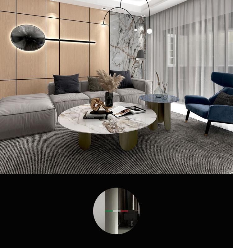 Modern Furniture Bright Round Marble Rock Plate Tea Table