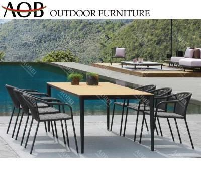 Modern Garden Exterior Home Outdoor Hotel Bar Patio Restaurant Dining Set Furniture with Teak Table