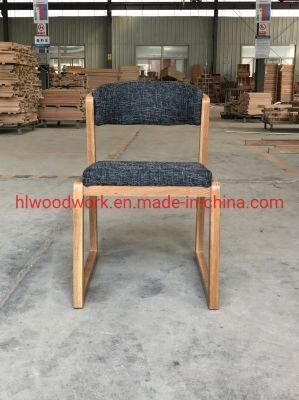 Dining Chair H Style Oak Wood Frame Grey Fabric Cushion Chair Furniture