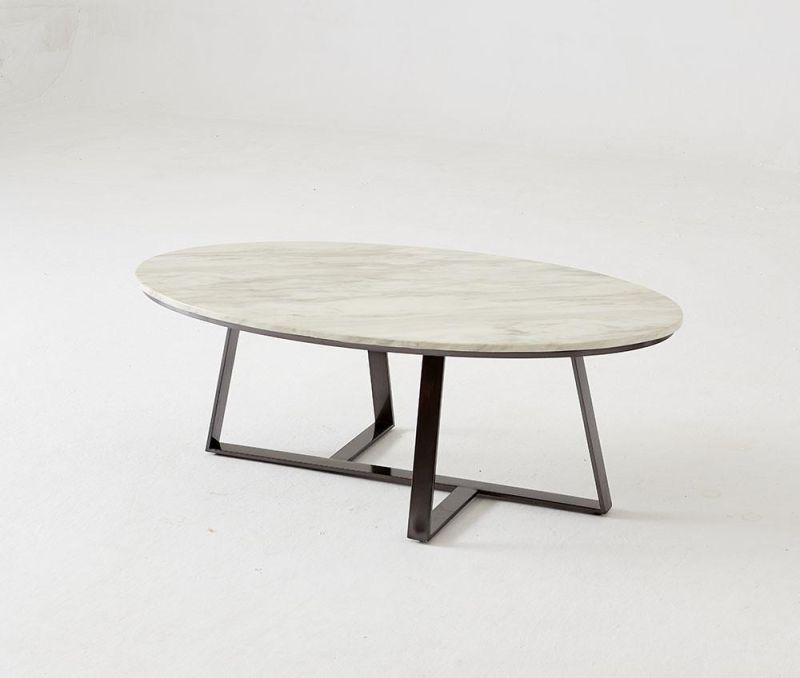 Home Furniture Carbon Steel Marble Rock Beam Tea Table