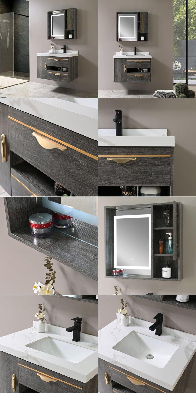 Wholesale Hot Sell Design Modern Wall Mounted Cabinet Ceramic Basin Bathroom Vanity Furniture