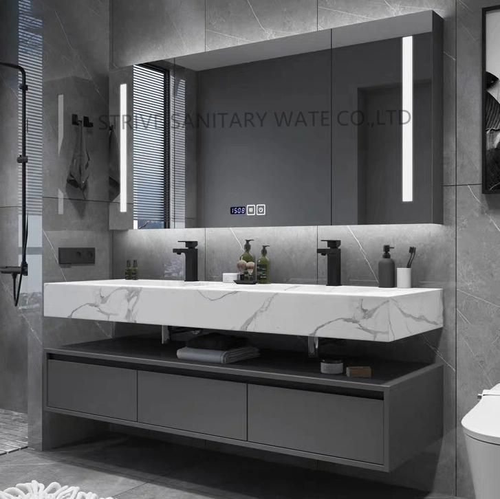 Modern Luxury Gray Bathroom Vanity with LED Mirror