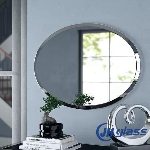 Oval Shape Bathroom Beveled Mirror with Safety Back