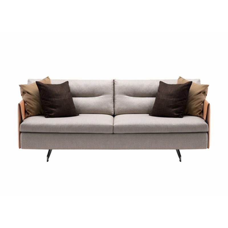 Cheap Hotel Hoom Furniture Fabric Sofa Couch Modern Sleeper Two Seater Upholstered Living Room Sofas with Stainless Steel Leg