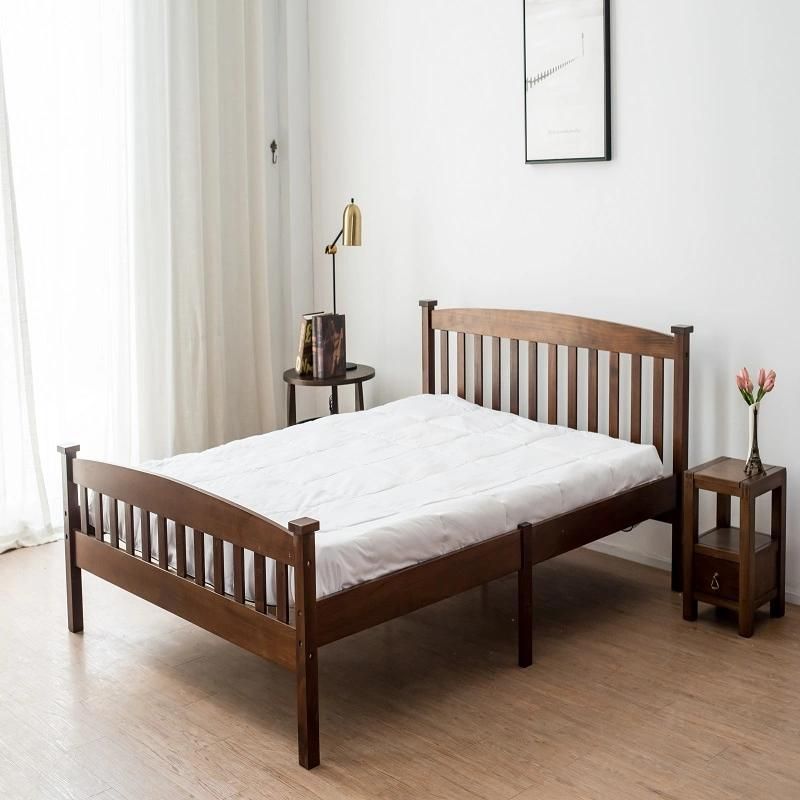 Furniture Modern Simple Double Solid Wood Bedroom Furniture with Headboard