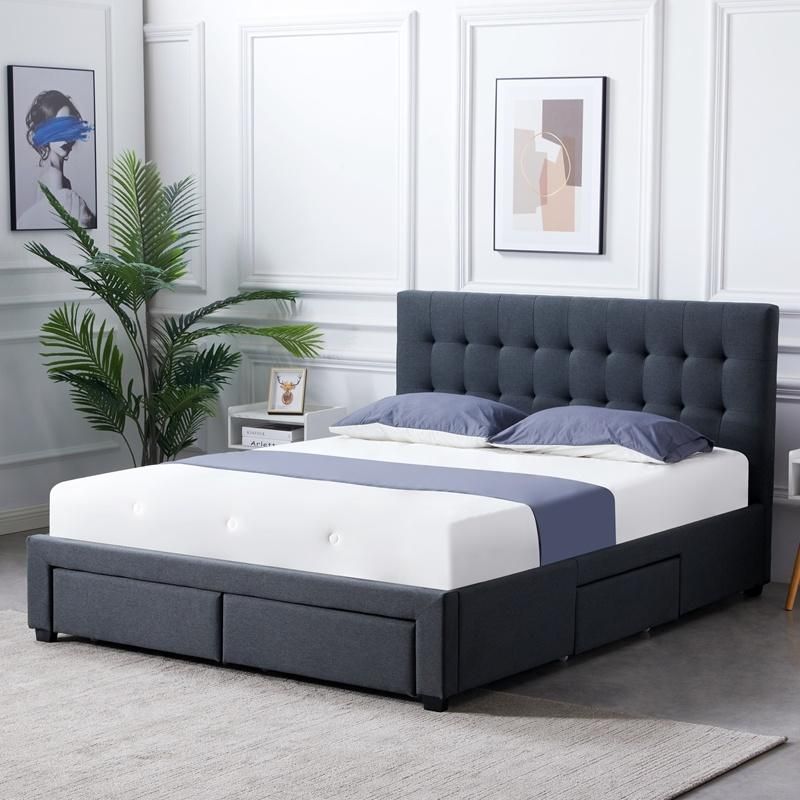 Latest Furniture Storage Bed Frame Single Double Size Modern Bed with Storage Drawer