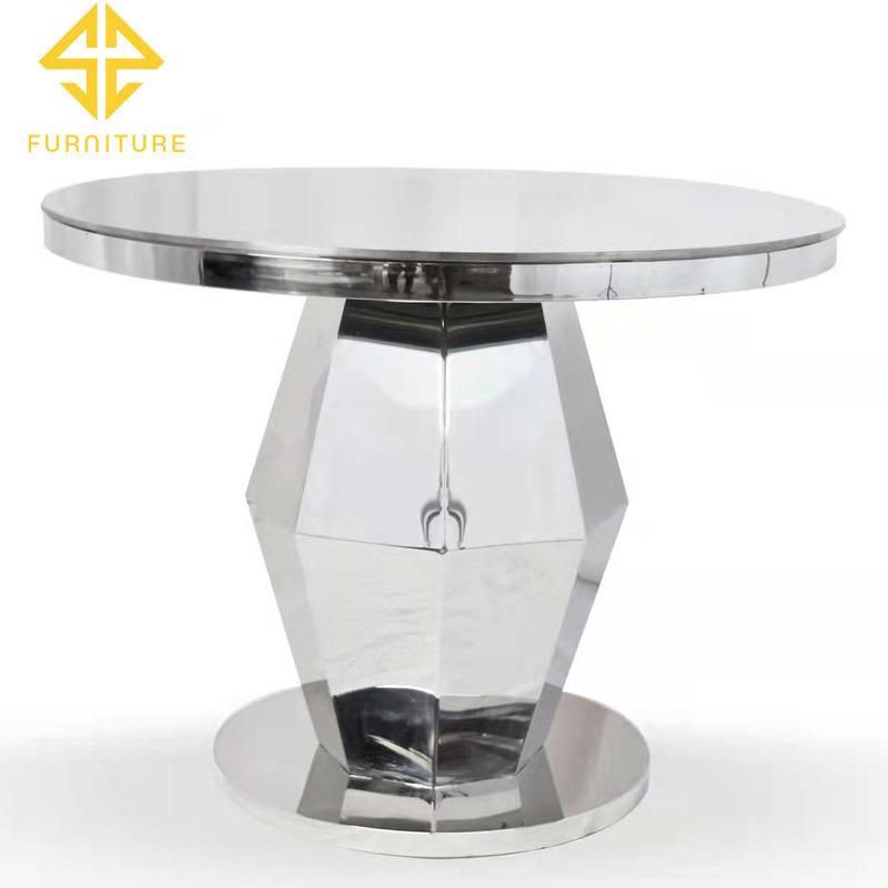 Wedding Party Used White Iron Metal Leg Glass Top Wedding Hall Circle Table