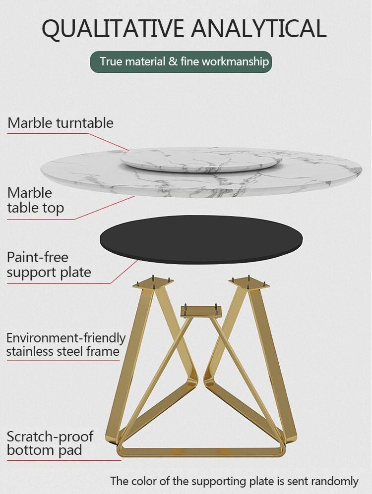 Small Apartment Home Dining Round Table with Turntable Nordic Marble Round Dining Table and Chair Combination