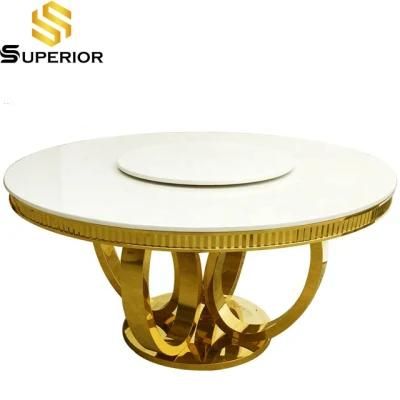 Modern Round Marble Gold Base Dining Table Made Of Stainless Steel