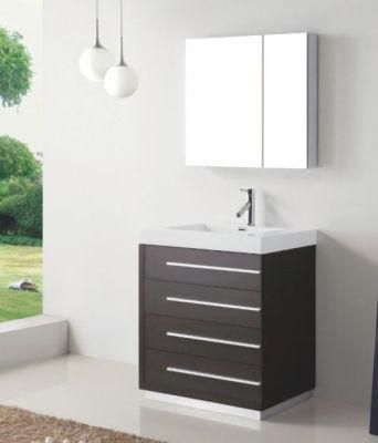 Modern Floor Mounted Black Bathroom Vanity with Mirror Medicine Cabinet