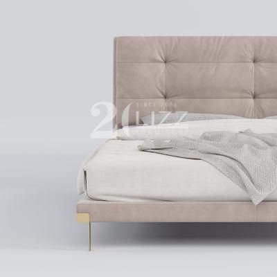 High End Quality European Simple Home Furniture Miodern Warm Bedroom Pink Fabric Bed