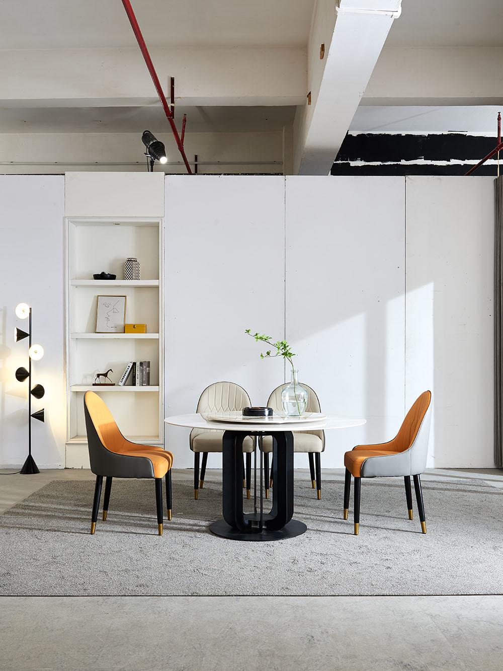Modern Sintered Stone Dining Table with Lantern-Shaped Legs