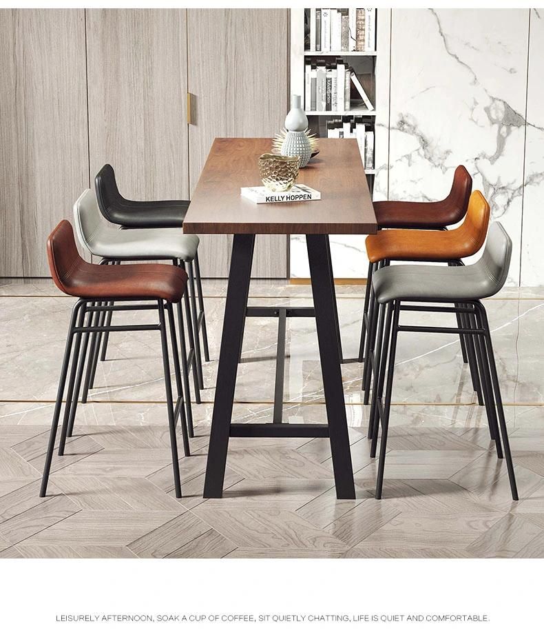 Modern Bar Furniture Sets Soild Wood Stainless Steel Dining Table