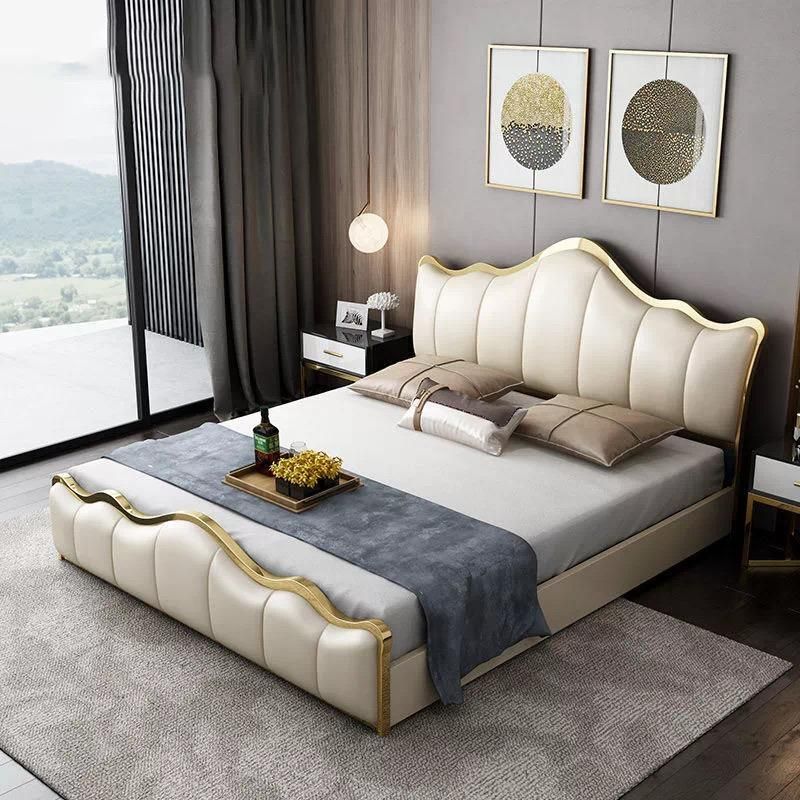 Newest High Quality Leather Luxury Modern Bedroom Set King Size Bed