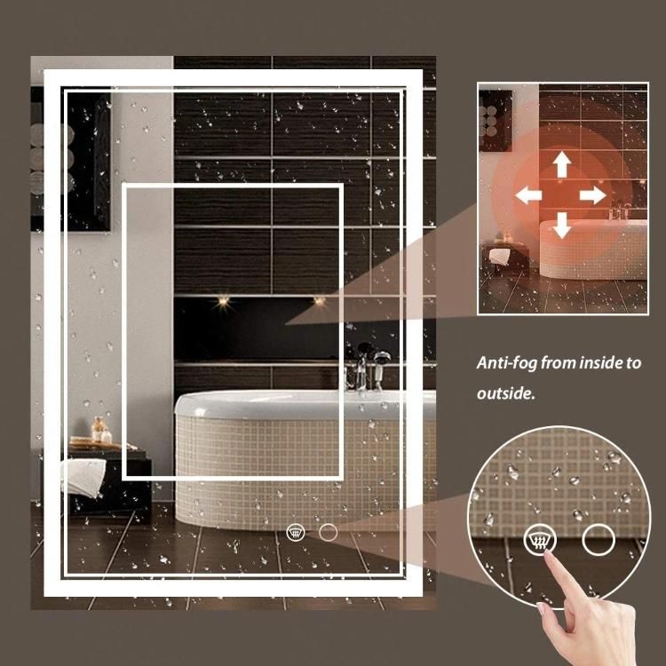 Touch Switch Dimmer Fog Free Decorative Bathroom LED Lighted Mirror