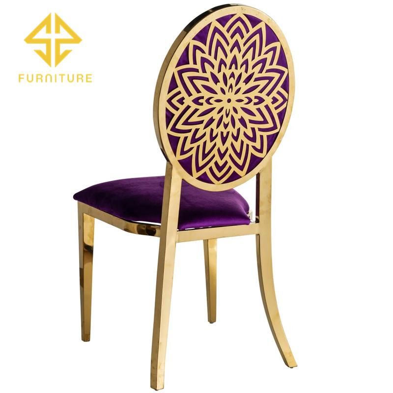 Modern Design Hotel Banquet Wedding Event Golden Stainless Steel Steel Frame Restaurant Chair