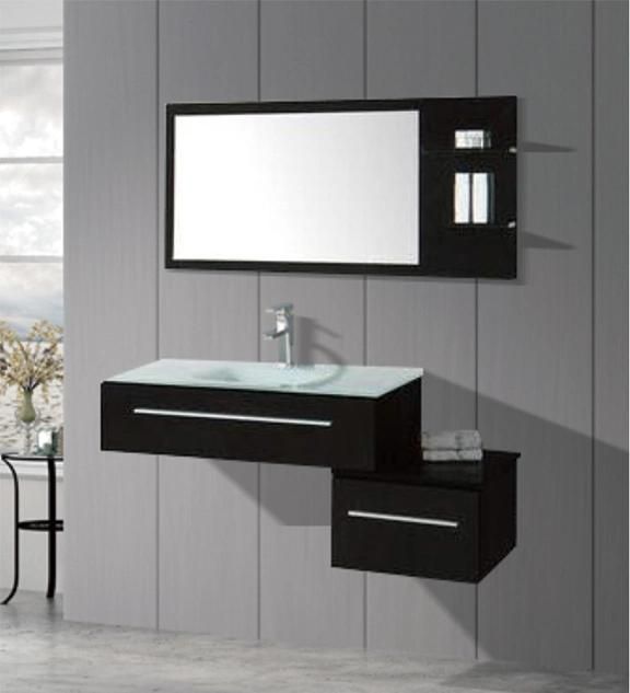 Factory Directly Sell Modern Furniture Mirror White Vanity PVC Bahroom Cabinet with Washing Basin