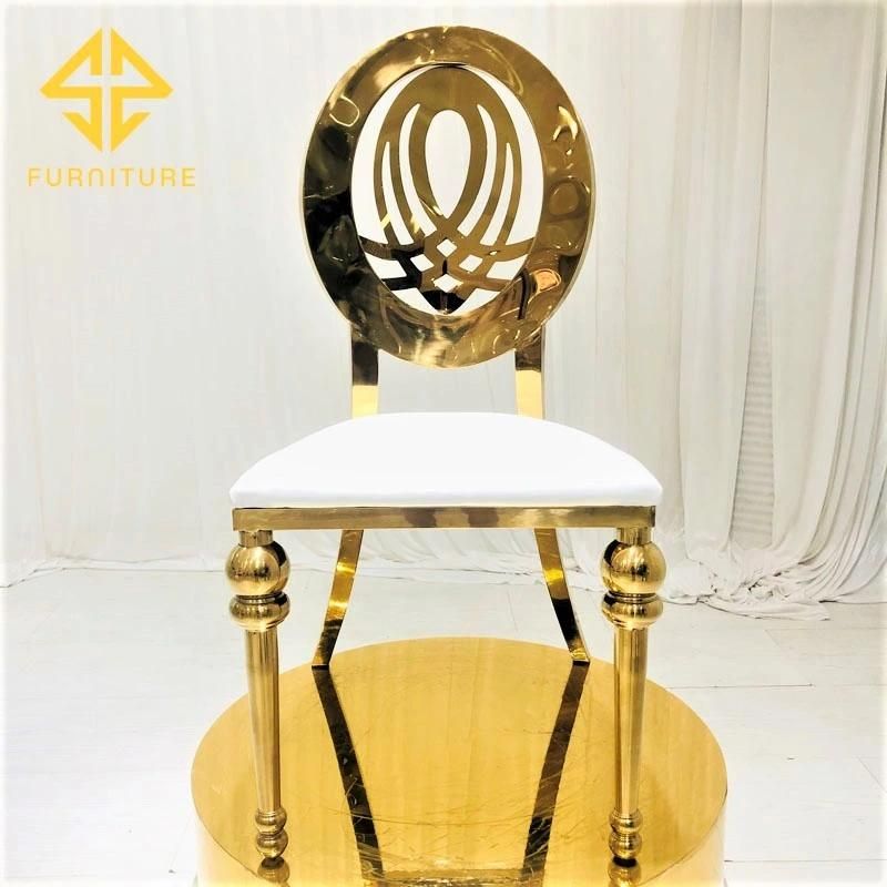 Factory Cheaper Price Luxury Wedding Gold Dining Chair with Leather Seat