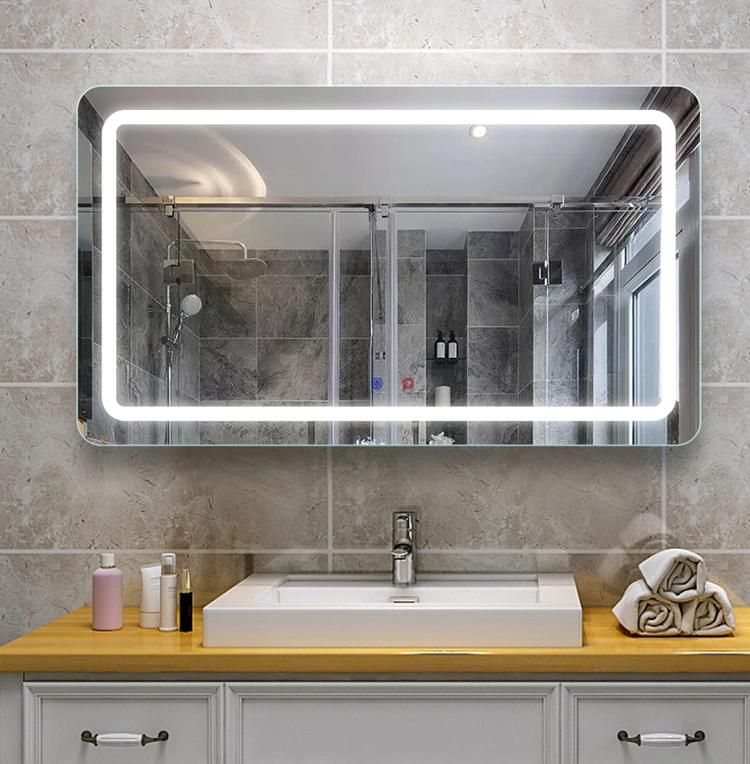 Rectangular Smart Glass Vanity Furniture LED Bathroom Wall Mirror with Lights