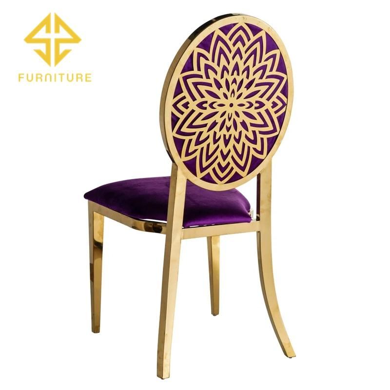 Modern Royal Elegant Stainless Steel Wedding Velvet Dining Chair for Hotel Restaurant Furniture