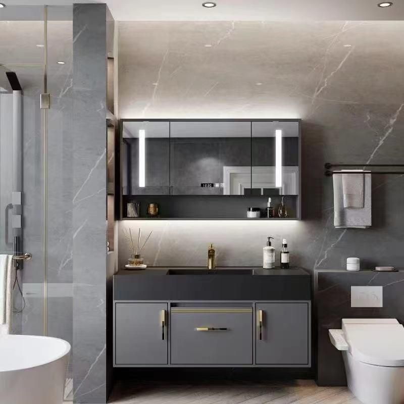 Light Luxury Modern Rock Plate Bathroom Furniture Simple Bathroom Intelligent Mirror