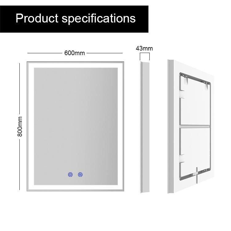 Shenzhen Hinged Bathroom Shower Fogless Mirrors with Heater and LED