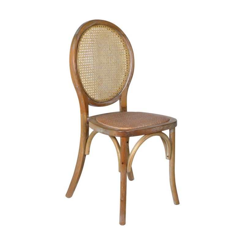 Nordic Teak Wood Knock Down Pierre Jeanneret Cane Wicker Rattan Dining Chair