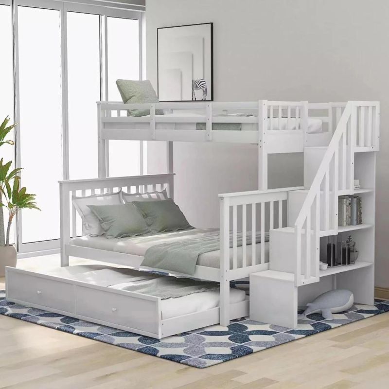 Building Modern Adult Children Bedroom Furniture Storage Cabinet Wood Bunk Bed