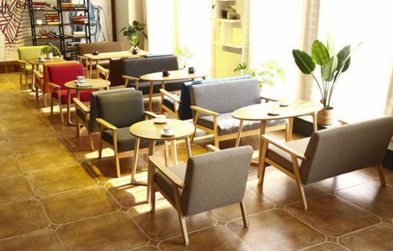 Modern Wood Restaurant Dining Chair Fabric Sofa for Hotel