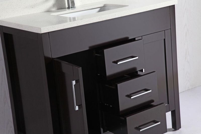 Solid Wood Bathroom Furniture with Marble Top for USA Canada