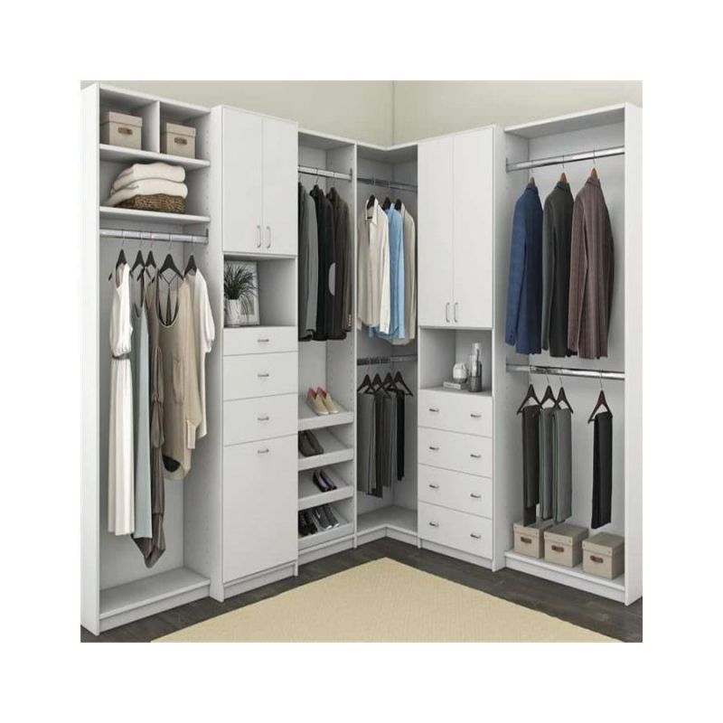 Modern Luxury Open Door Floor to Ceiling Wardrobe Modern Solid Wood and Leather Closets Modular Walk in Bedroom Wardrobe