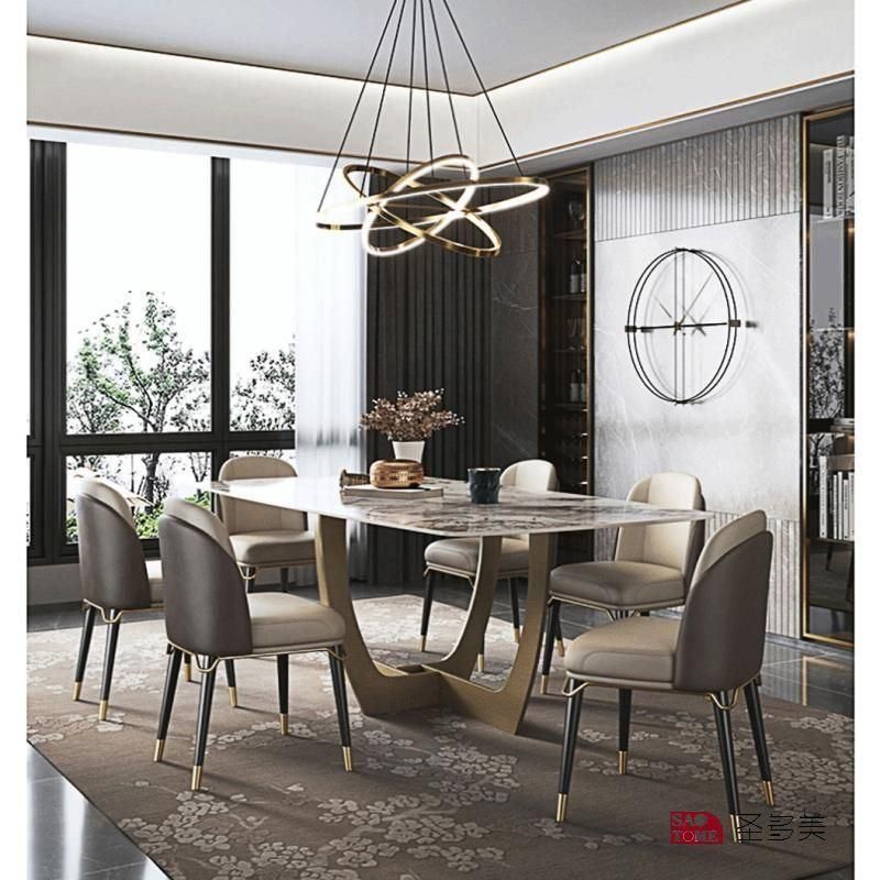 Modern Style Living Room Dining Room Slate Furniture Metal Base Dining Table