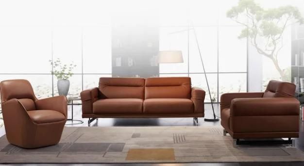 Zode High End Modern Home Furniture Couch Simple Three Seater Brown Leather Living Room Sofa